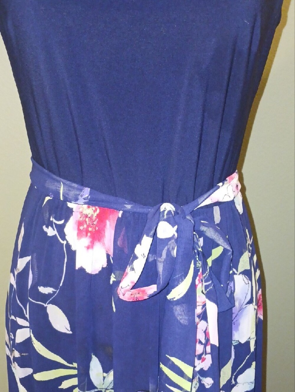 Chaps Navy Bodice Navy Floral Maxi Dress - Picture 4 of 7